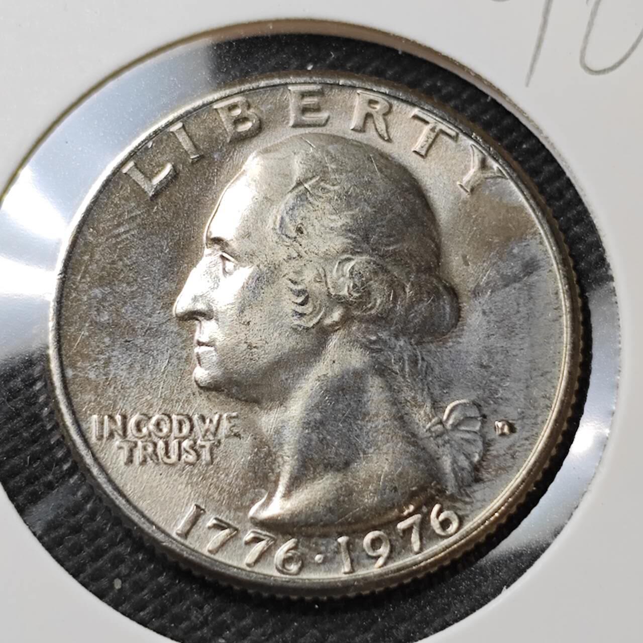 KK钱币收藏小铺  第396期  2月预留时间 周末发货 1976美国25分纪念币 好品 