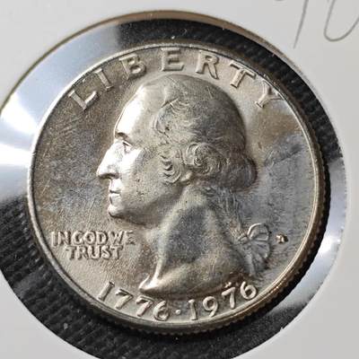 KK钱币收藏小铺  第396期  2月预留时间 周末发货 - 1976美国25分纪念币 好品 