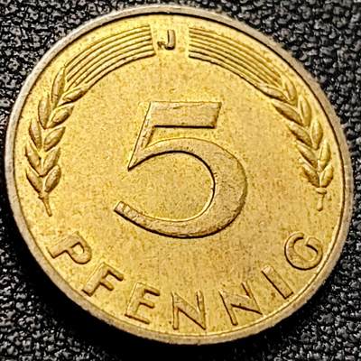 泉币菌-第200场- 新年快乐 新年第8场 本场拍品多 请提前出价（正月十五统一发货） - 联邦德国1970年 5芬尼硬币 橡树麦穗 银行版