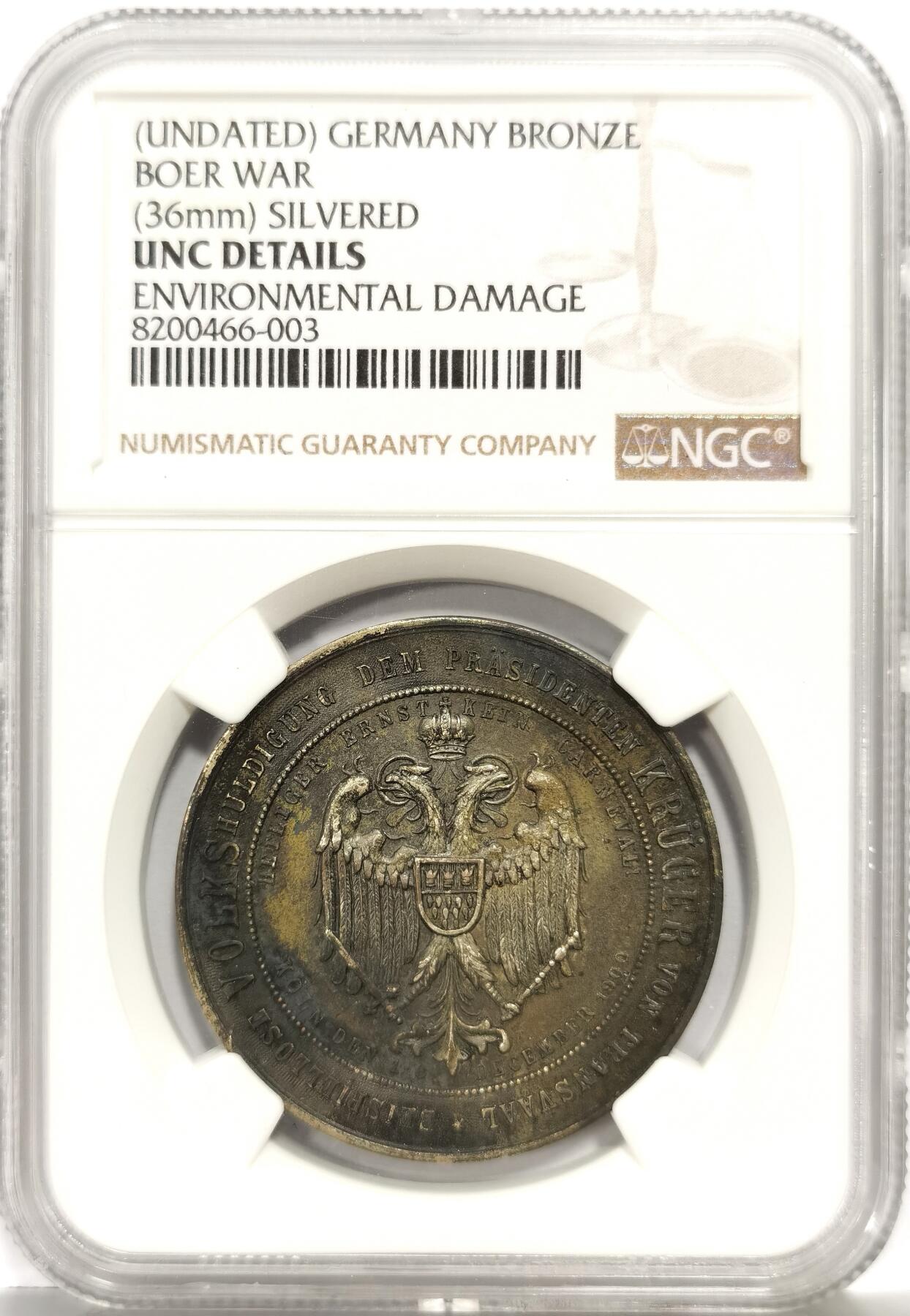 博洋堂世界钱币拍卖第162期（全场包邮） NGC UNC 德国1900年克留格尔镀银纪念章 上海泓盛62分成交价74750 李鸿章访问欧洲 设计展现对李鸿章的不满及 背面刻有“十足的骗子李鸿章滚开” 并伴有绞刑图案及“张伯伦”字样。此章蕴含着作者对李鸿章访德时受到极高规格接待的妒忌