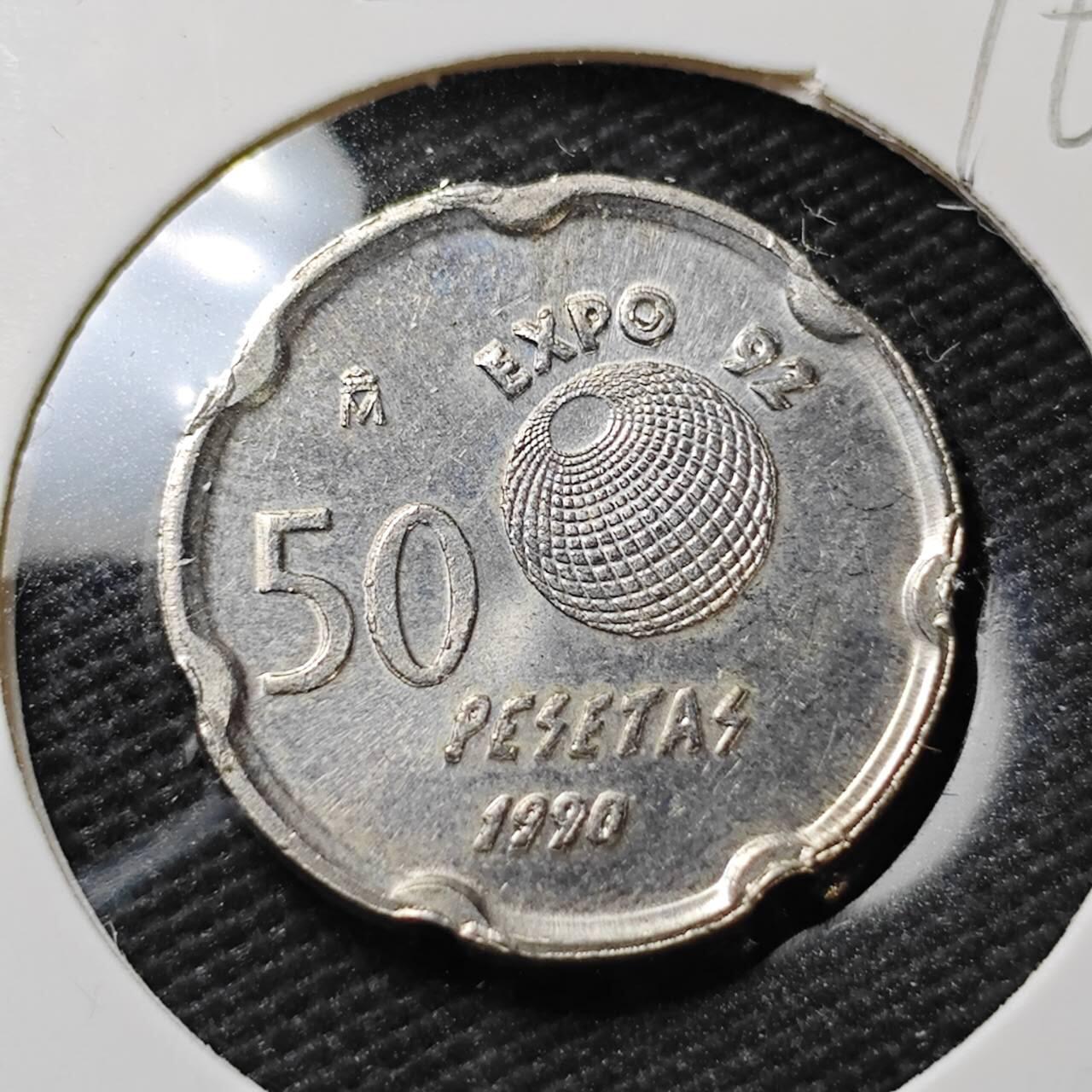 KK钱币收藏小铺  第396期  2月预留时间 周末发货  西班牙50比塞塔纪念币