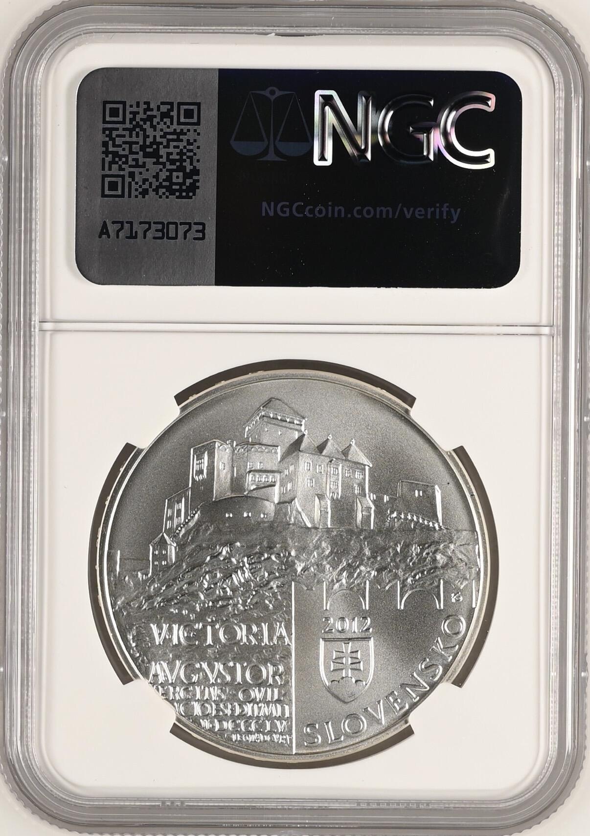 S&S Numismatic世界钱币-拍卖 第121期  斯洛伐克2012年 特伦钦镇保护区 20欧元纪念银币 33.63克925银  NGC MS70