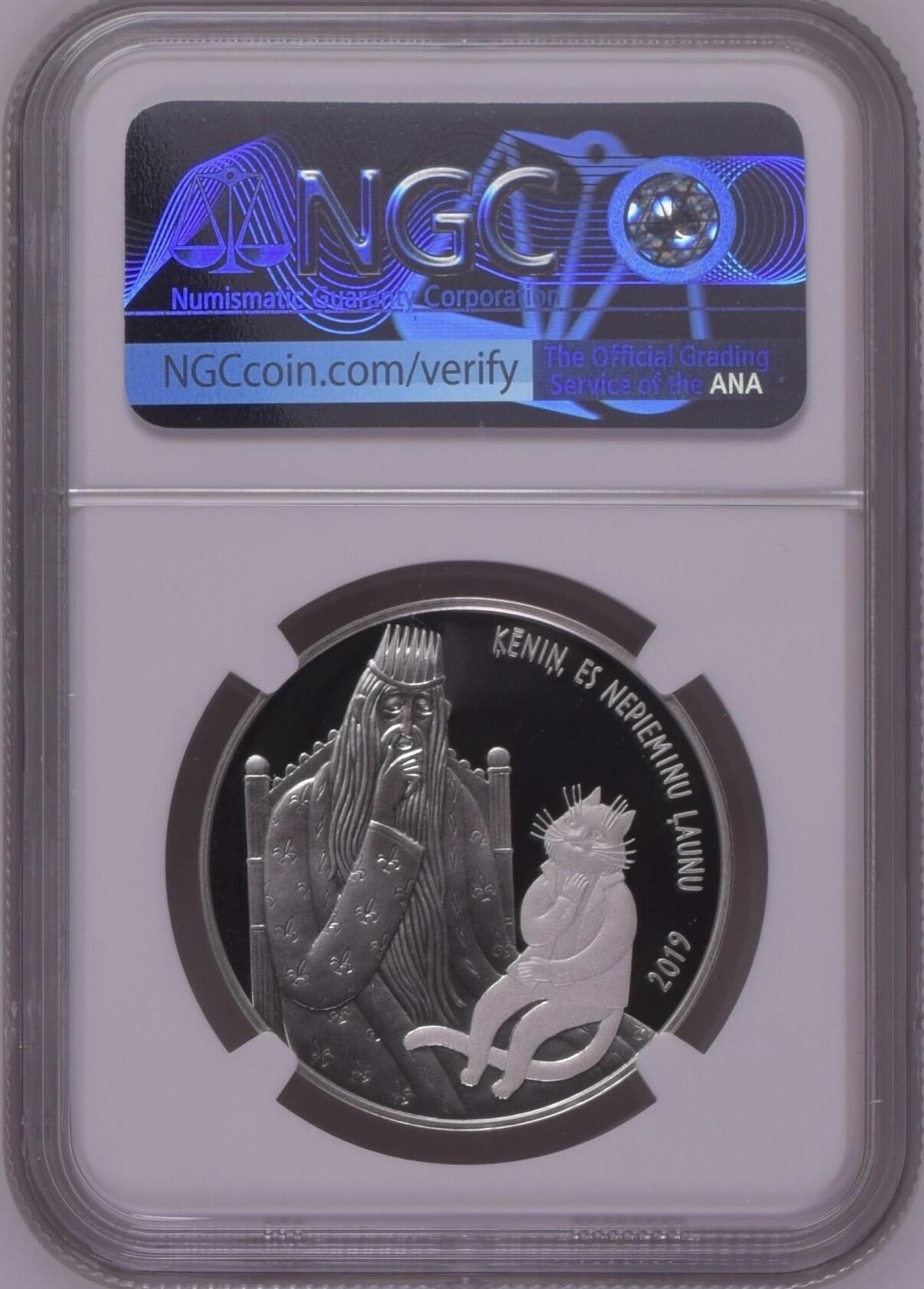 S&S Numismatic世界钱币-拍卖 第121期  拉脱维亚2019年《猫的磨坊》5欧元精制纪念银币 22克925银  NGC PF70UC