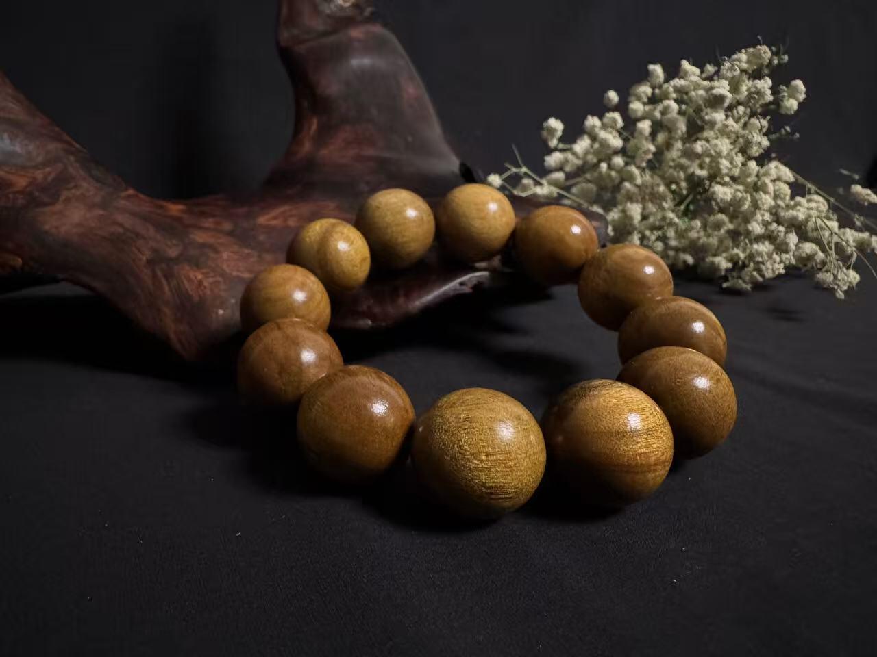 零元拍：金丝楠圆珠珠手串，20MM 金丝满满，满手留香
