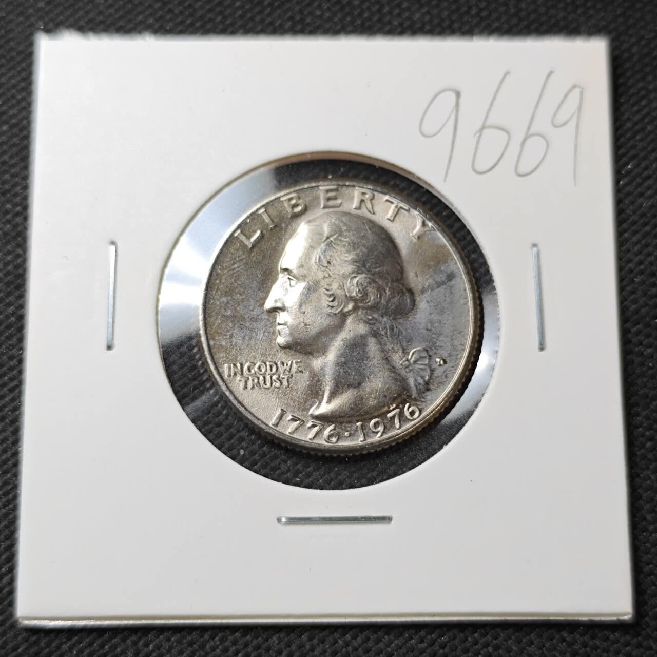 KK钱币收藏小铺  第396期  2月预留时间 周末发货 1976美国25分纪念币 好品 