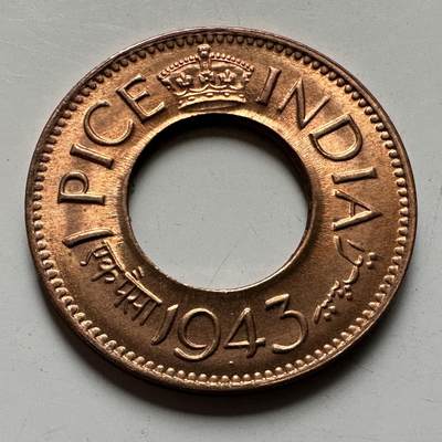 🌹外币初藏🌹🐯2026年第21场 正月十五正常发货 - 英属印度1943年一派沙 a