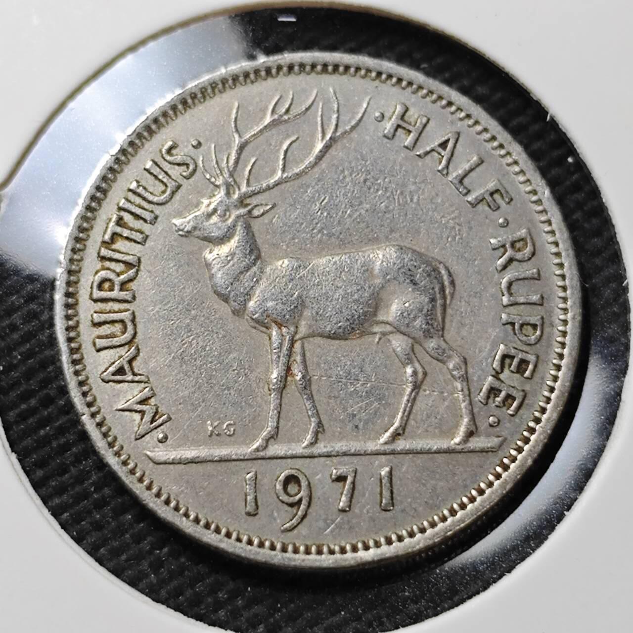 KK钱币收藏小铺  第396期  2月预留时间 周末发货  英属毛里求斯1/2卢比