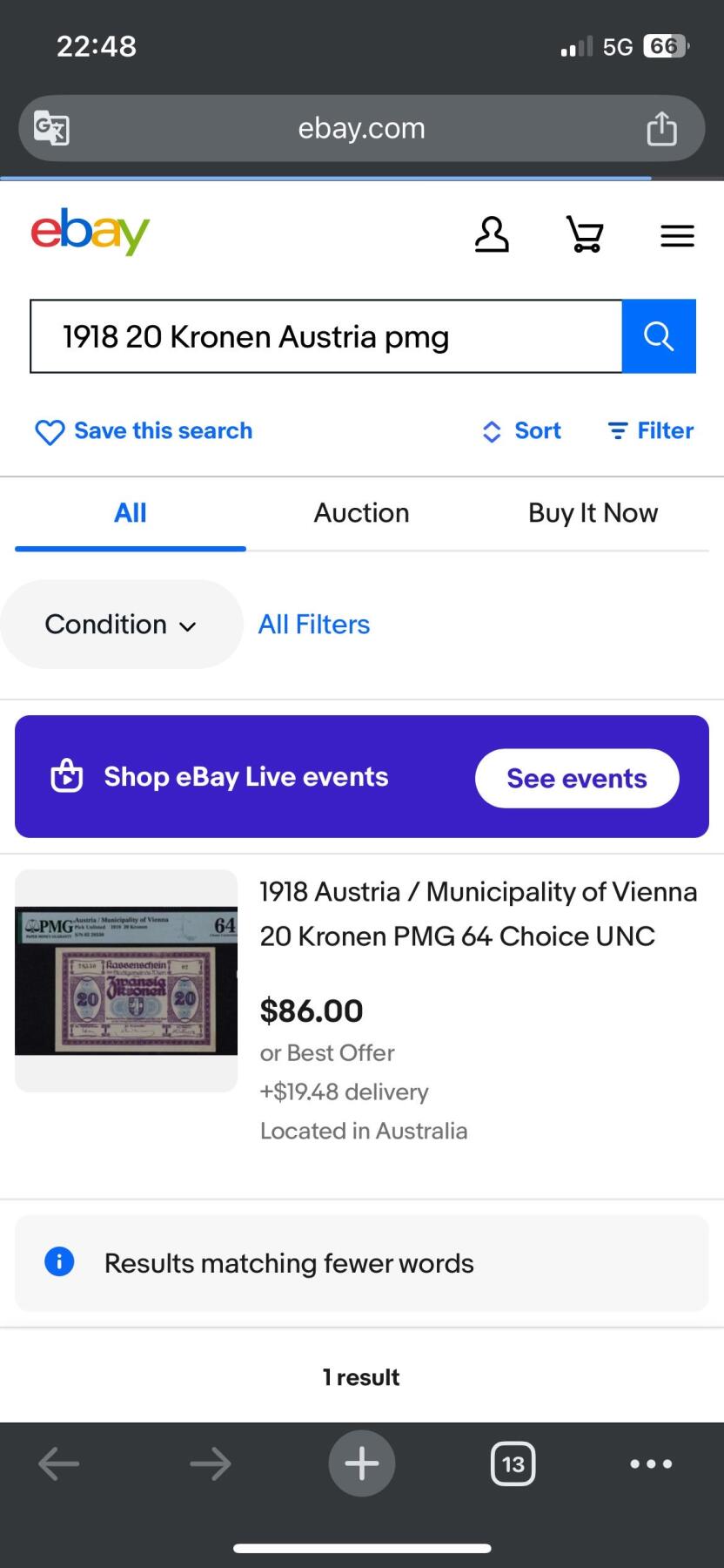 奥地利维也纳市政府 紧急状态币 1918 20克朗 PMG 65 E 高分仅见 64的都要卖86美元