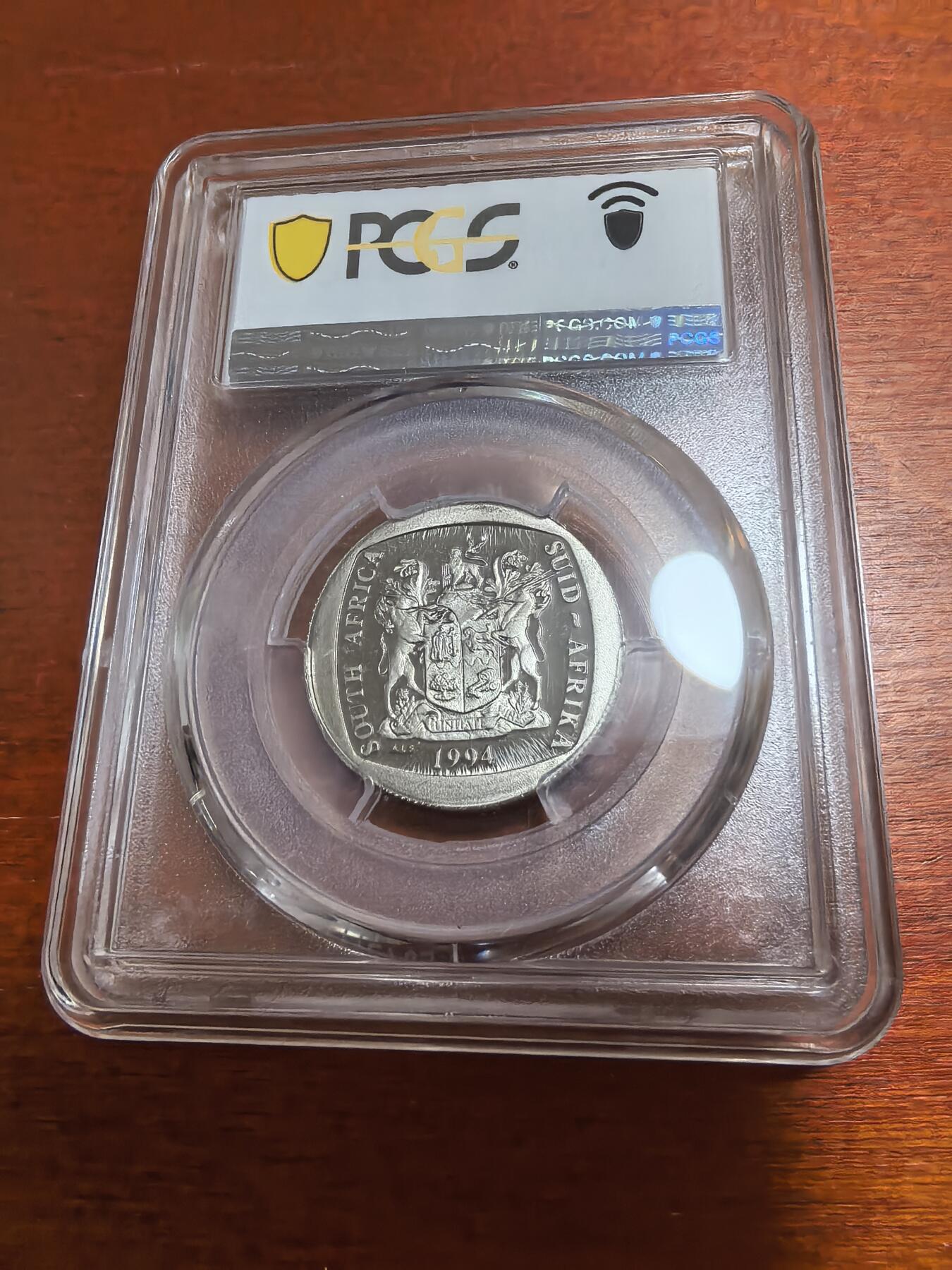 长老汇马年精选第五场拍卖 1994南非总统就职5朗德精制铜镍币，PCGS PR67DCAM，HA2011年同分成交价8000多元