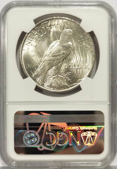 博洋堂世界钱币拍卖第162期（全场包邮） NGC MS63 美国1923年和平一元大银币，自然光泽极其曼妙