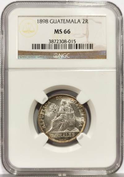 博洋堂世界钱币拍卖第162期（全场包邮） - NGC MS66 危地马拉1898年2里亚尔银币，冠军分！