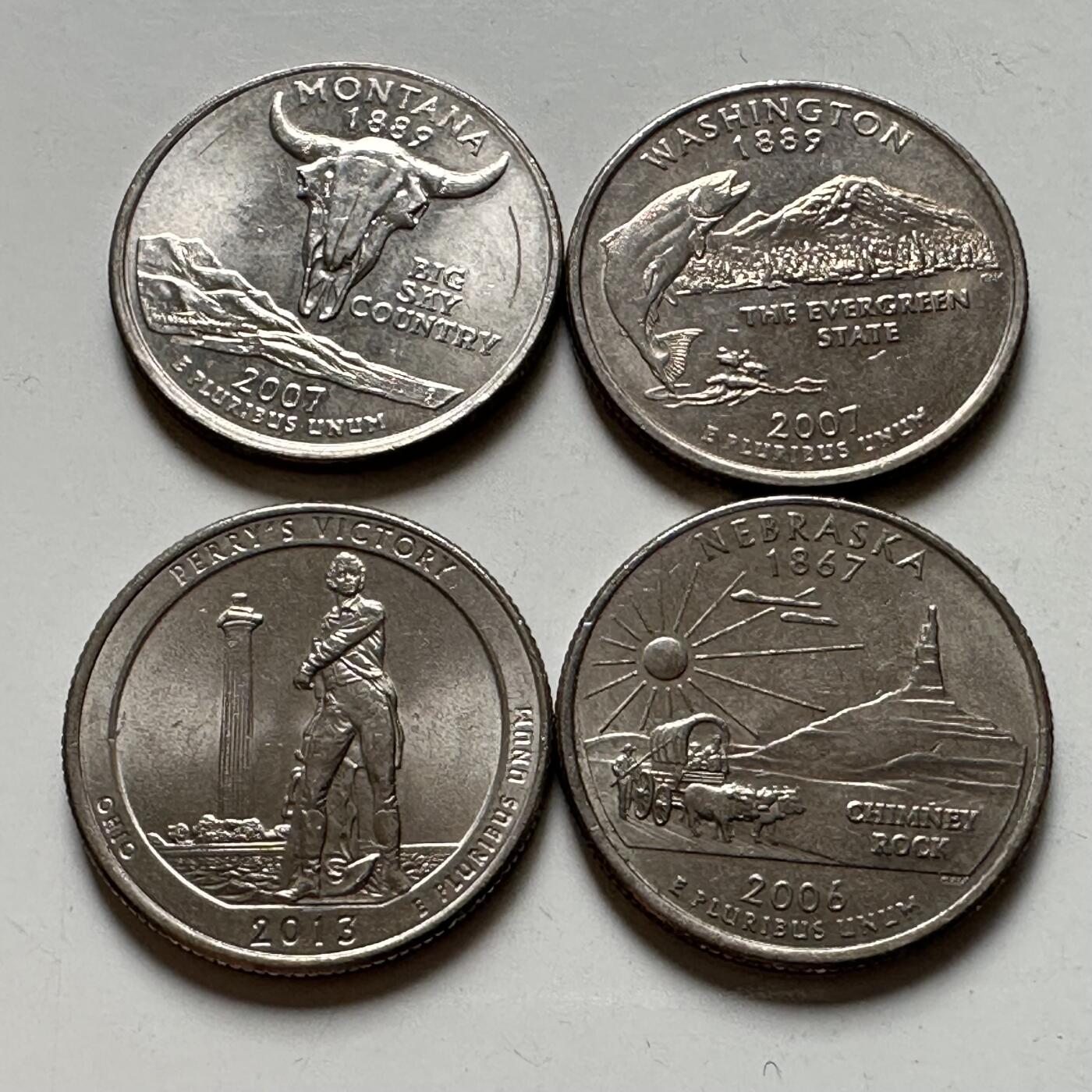 🌹外币初藏🌹🐯2026年第21场 正月十五正常发货 美国25分纪念币四枚