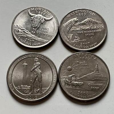 🌹外币初藏🌹🐯2026年第21场 正月十五正常发货 - 美国25分纪念币四枚