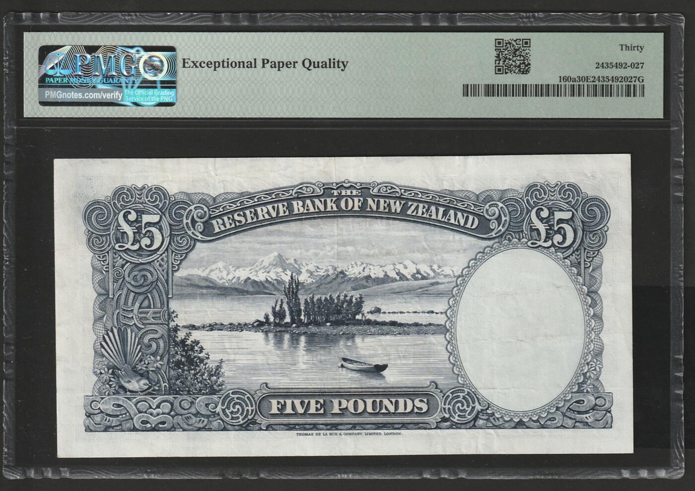 【3.2】世界纸币•第13期 新西兰5英镑，30EPQ