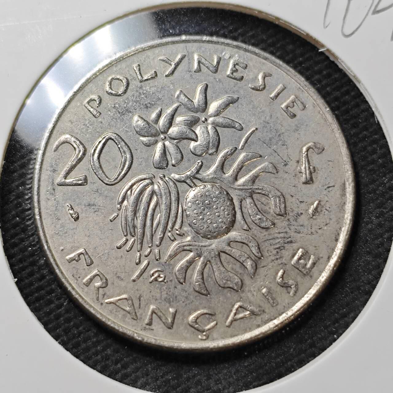 KK钱币收藏小铺  第396期  2月预留时间 周末发货  1984法属波利尼西亚20法郎