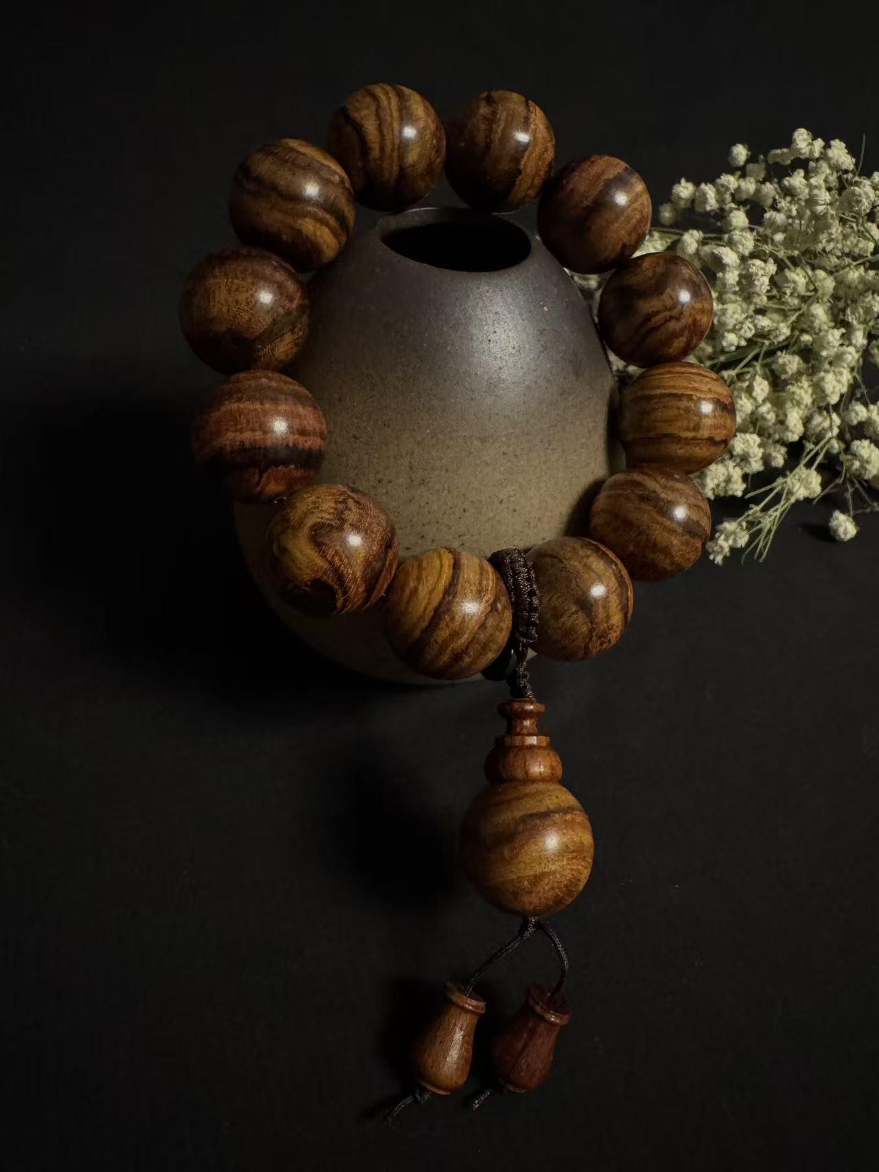 零元拍：虎皮纹海南黄花梨手串2.0