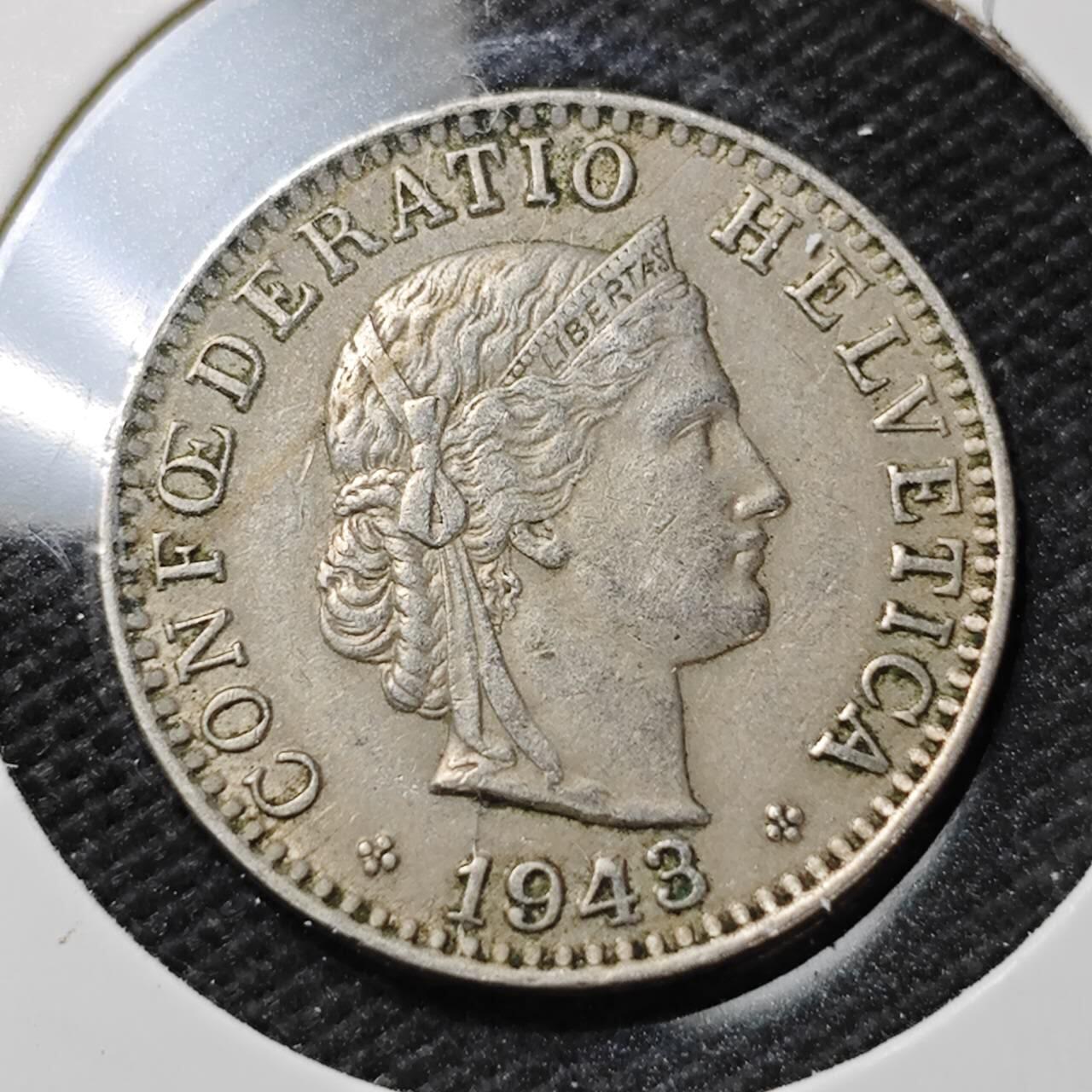 KK钱币收藏小铺  第396期  2月预留时间 周末发货 1943瑞士25分 