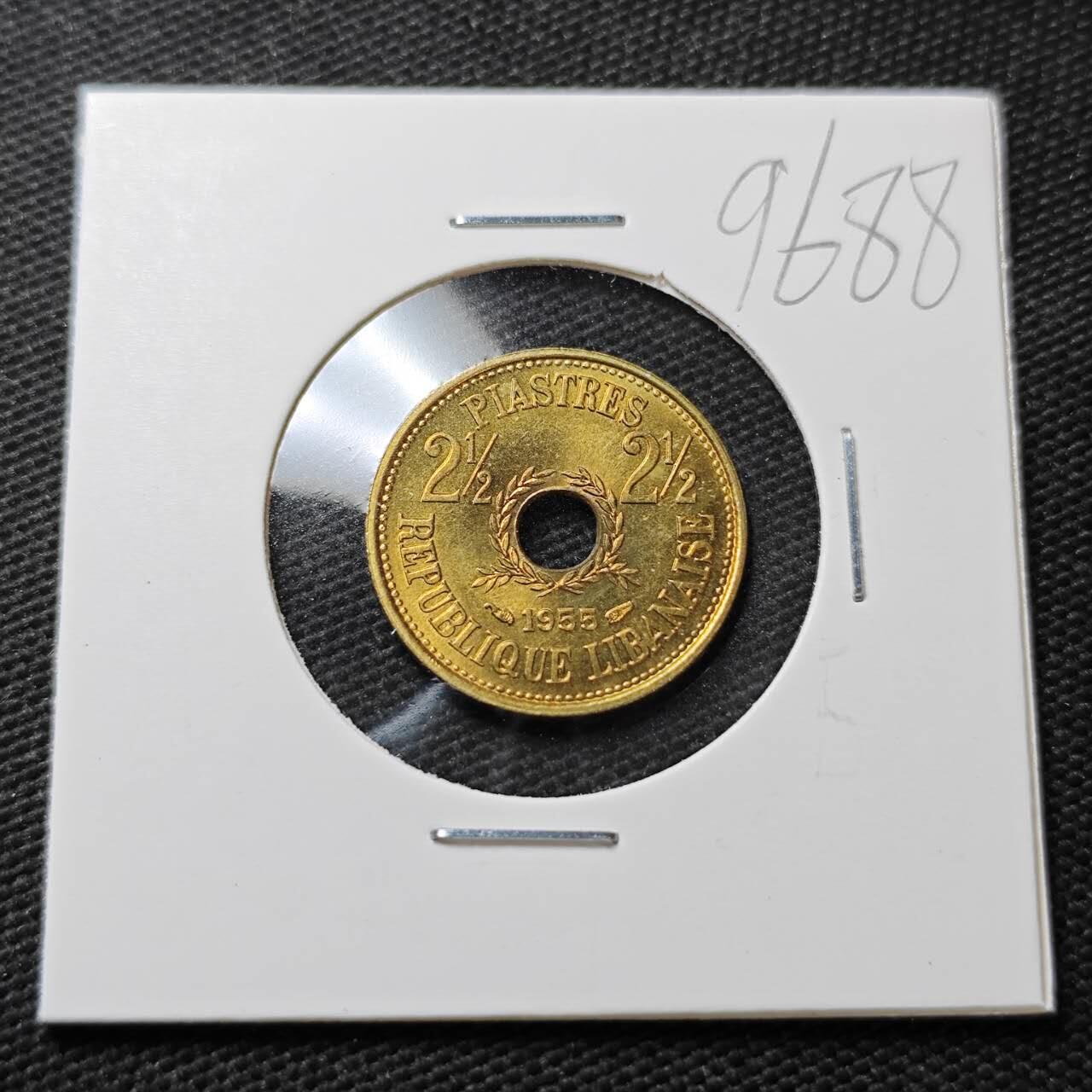 KK钱币收藏小铺  第396期  2月预留时间 周末发货  1955黎巴嫩2.5皮铜币 好品