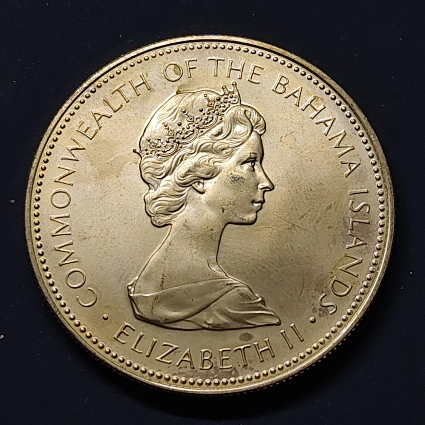 【全场包邮】纯粹捡漏拍507场-持续更新中 巴哈马群岛1973年1元海螺银币【34.54毫米18.14克80%】