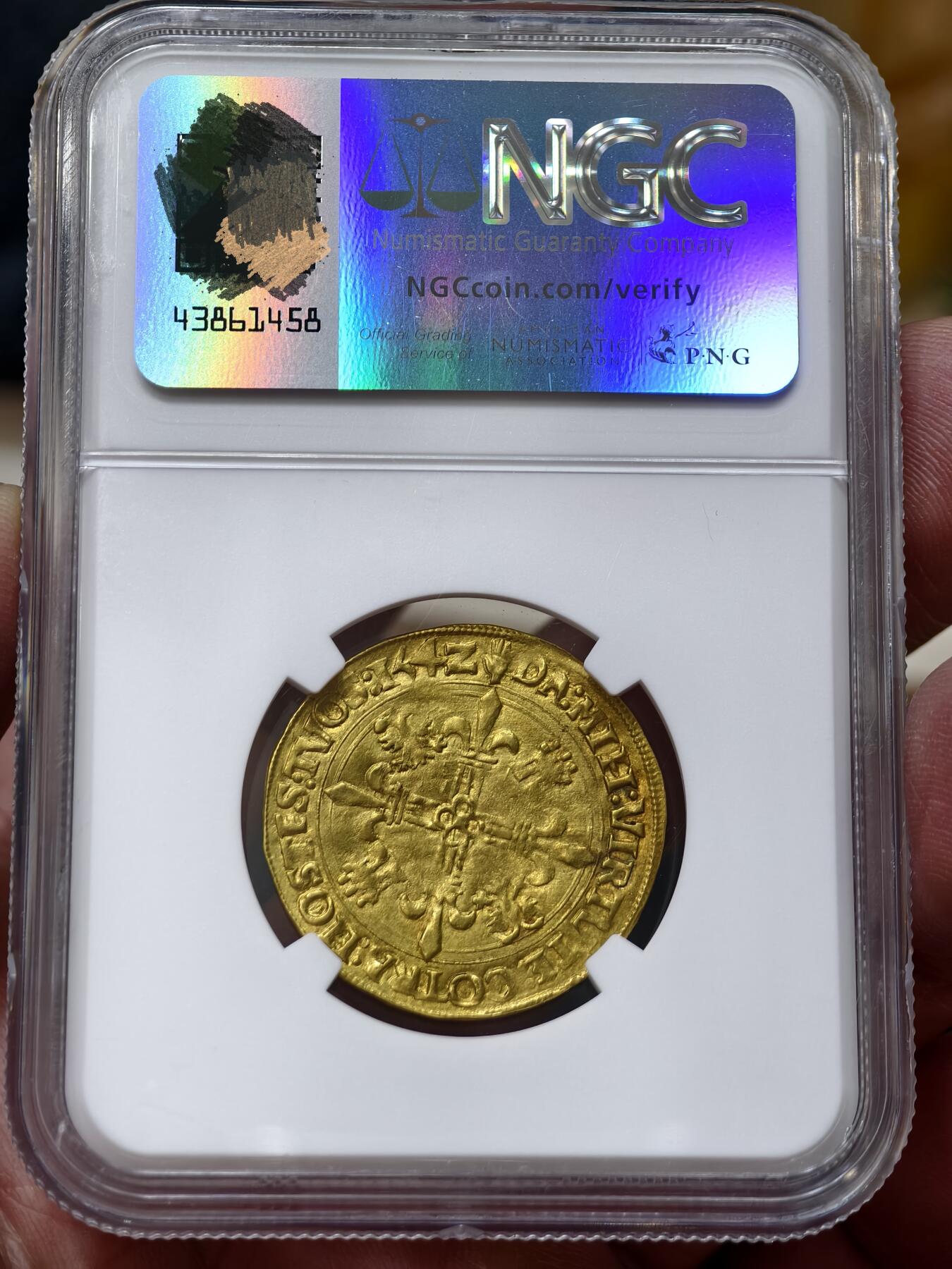 NGC-AU53神圣罗马帝国1542年布拉班特查理五世1金王冠金币