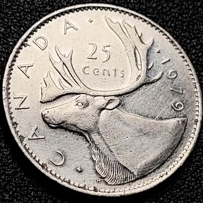 泉币菌-第200场- 新年快乐 新年第8场 本场拍品多 请提前出价（正月十五统一发货） - 高币值 加拿大1979年1/4加拿大元 伊丽莎白二世 驯鹿 24mm  高