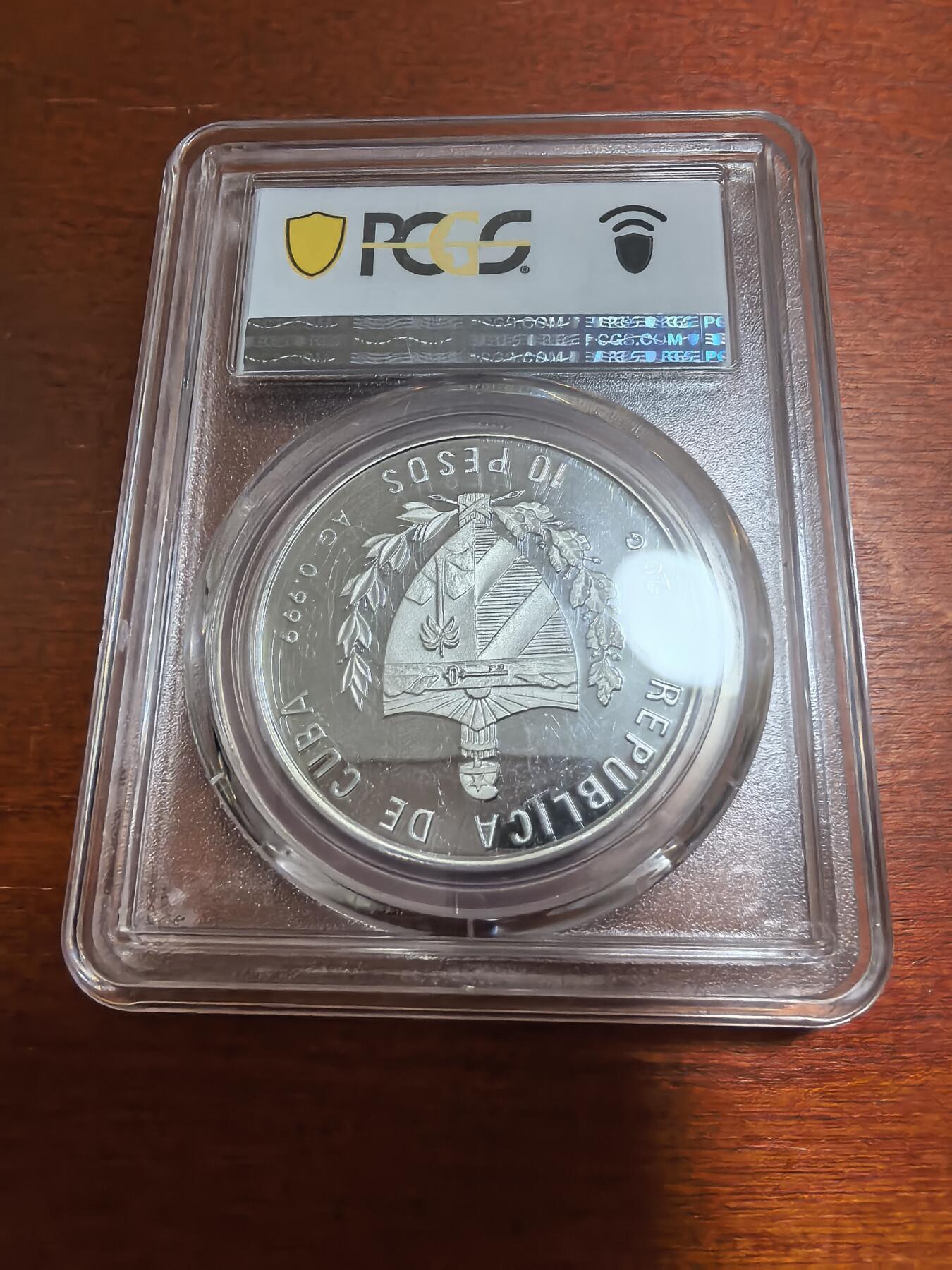 长老汇马年精选第五场拍卖 1994古巴珐琅质彩色火烈鸟10比索精制银币，20克999银，PCGS PR66DCAM，季军，更高3枚，1万枚