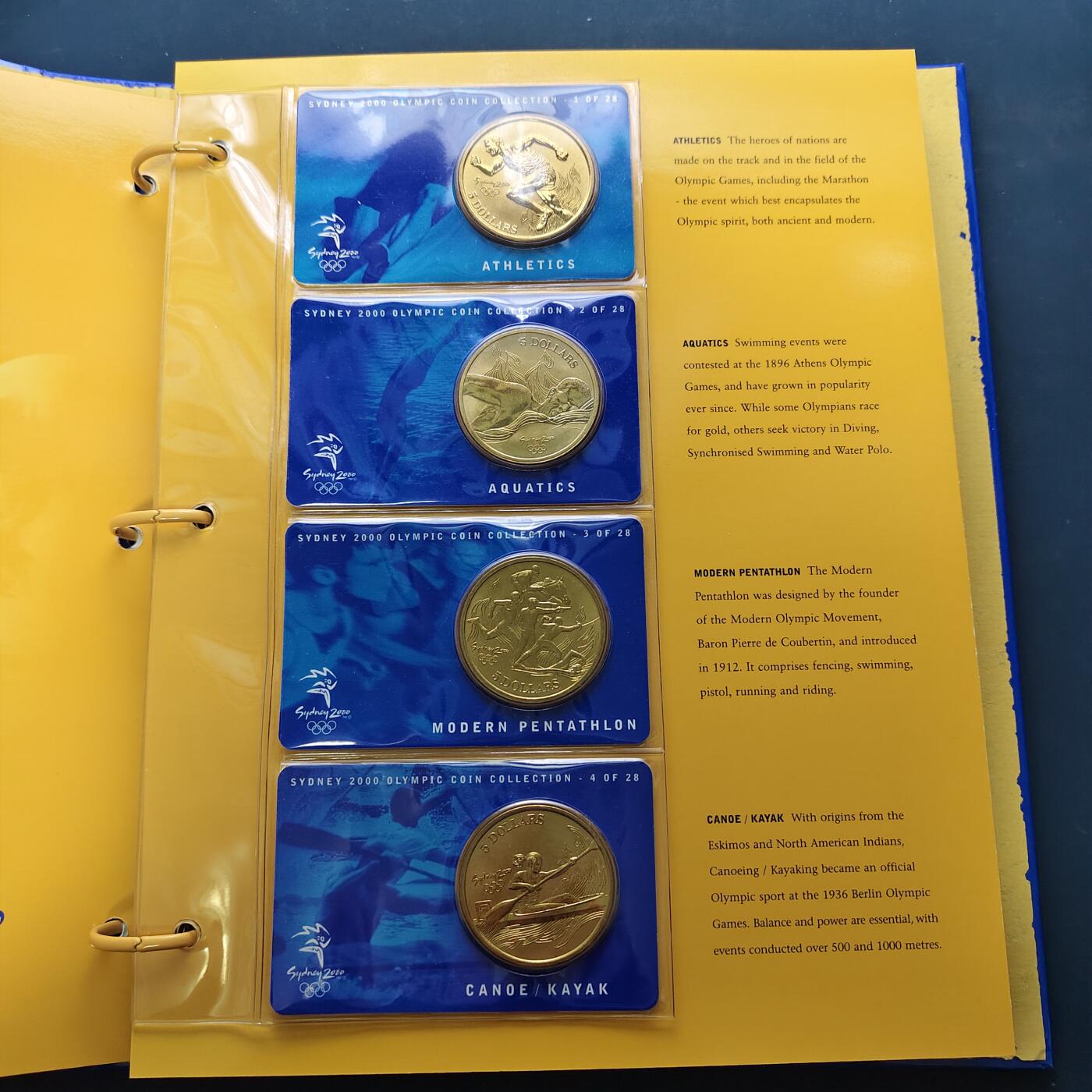 【全场包邮】纯粹捡漏拍507场-持续更新中 澳大利亚2000年5元悉尼奥运会官方卡装纪念币28枚全套活页收藏册-盒证全