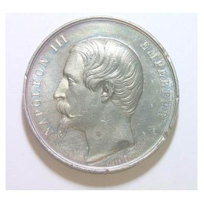 法国1855年 拿破仑三世+女神高浮雕精制大合金章 光边 50MM 法国1855年 拿破仑三世+女神高浮雕精制大合金章 光边 50MM