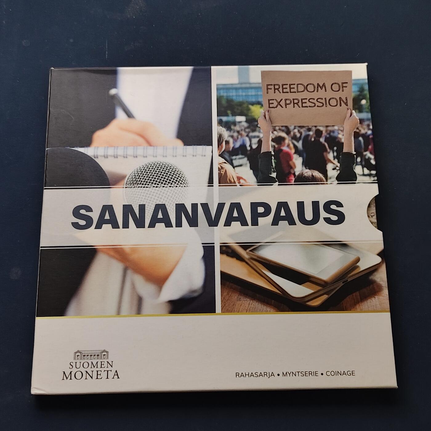 【全场包邮】纯粹捡漏拍506场-持续更新中 【稀少】芬兰2021年官方发行新闻与言论自由主题封装套币-含2欧元新闻与言论自由双色纪念币-量3000