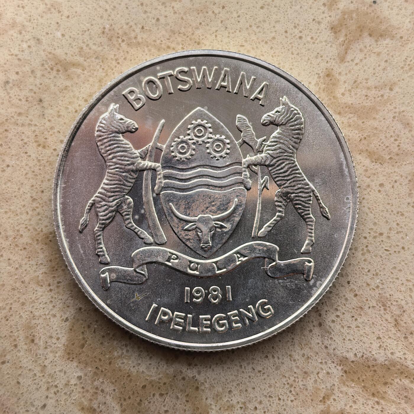 道一币馆币章第一百六十八场 博茨瓦纳1981年国际残疾人年5普拉纪念银币 28.5g 925S 24000