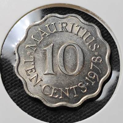 KK钱币收藏小铺  第396期  2月预留时间 周末发货 -  1978英属毛里求斯10分好品