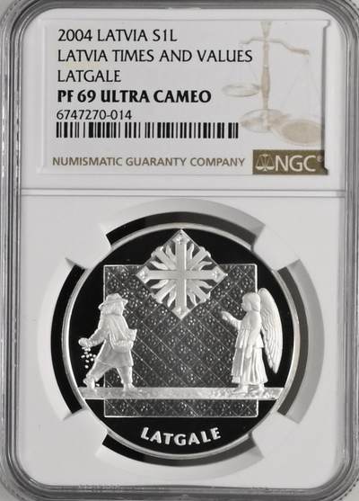 S&S Numismatic世界钱币-拍卖 第121期  - 拉脱维亚2004年 拉托加尔 1拉特精制纪念银币 31.47克925银  NGC PF69UC 