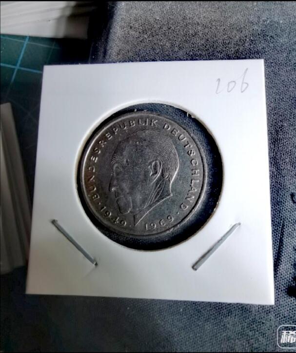 联邦德国1970年首任总理阿登纳头像2马克原光靓品纪念币