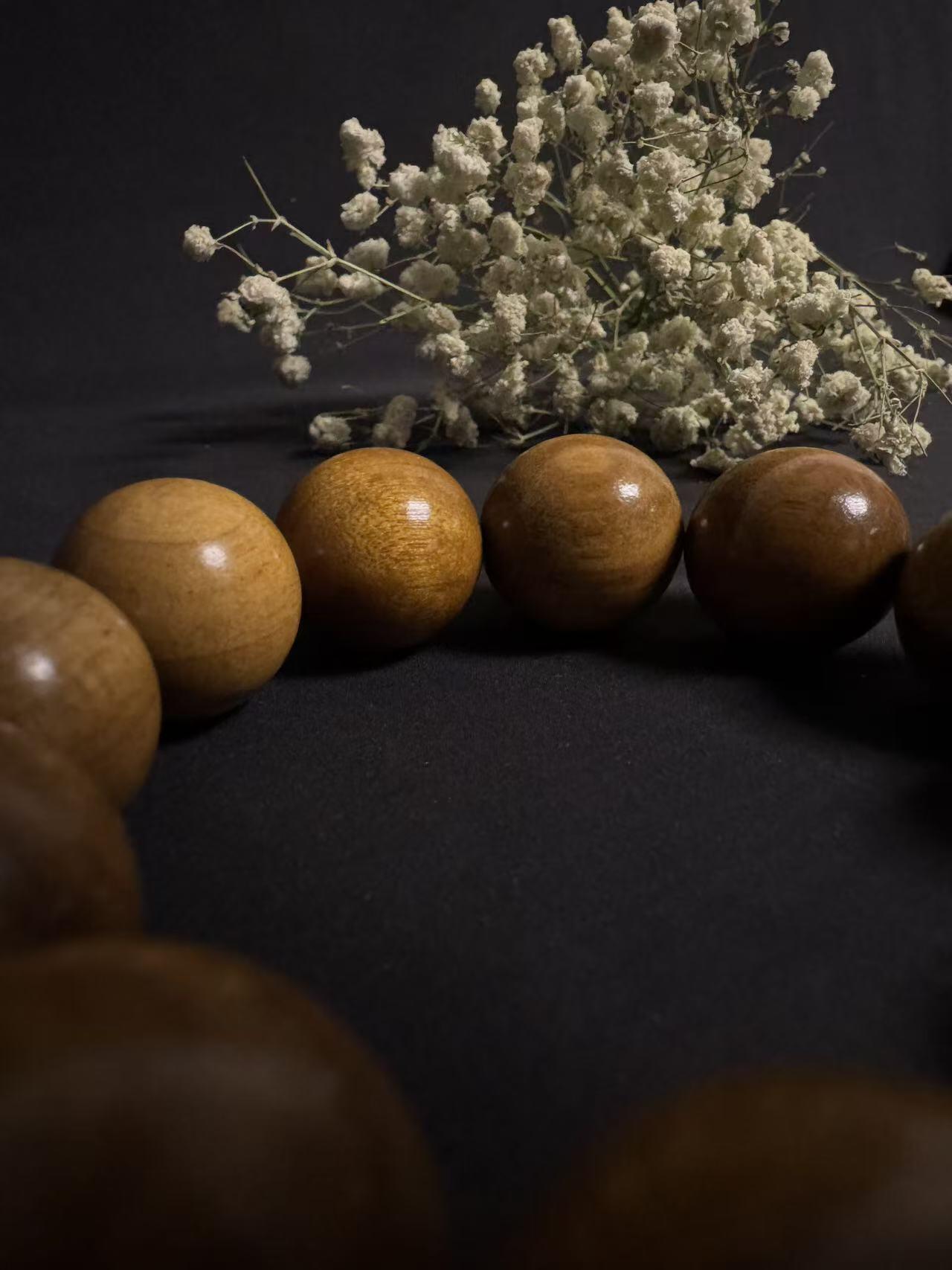 零元拍：金丝楠圆珠珠手串，20MM 金丝满满，满手留香
