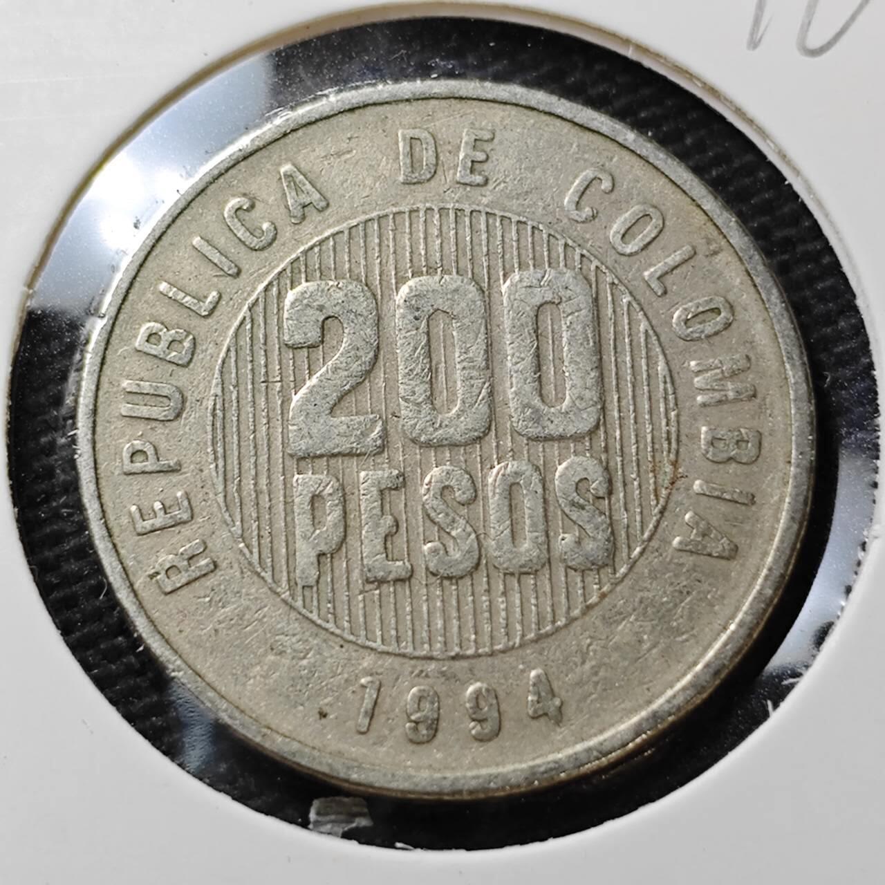 KK钱币收藏小铺  第396期  2月预留时间 周末发货  1994哥伦比亚200比索