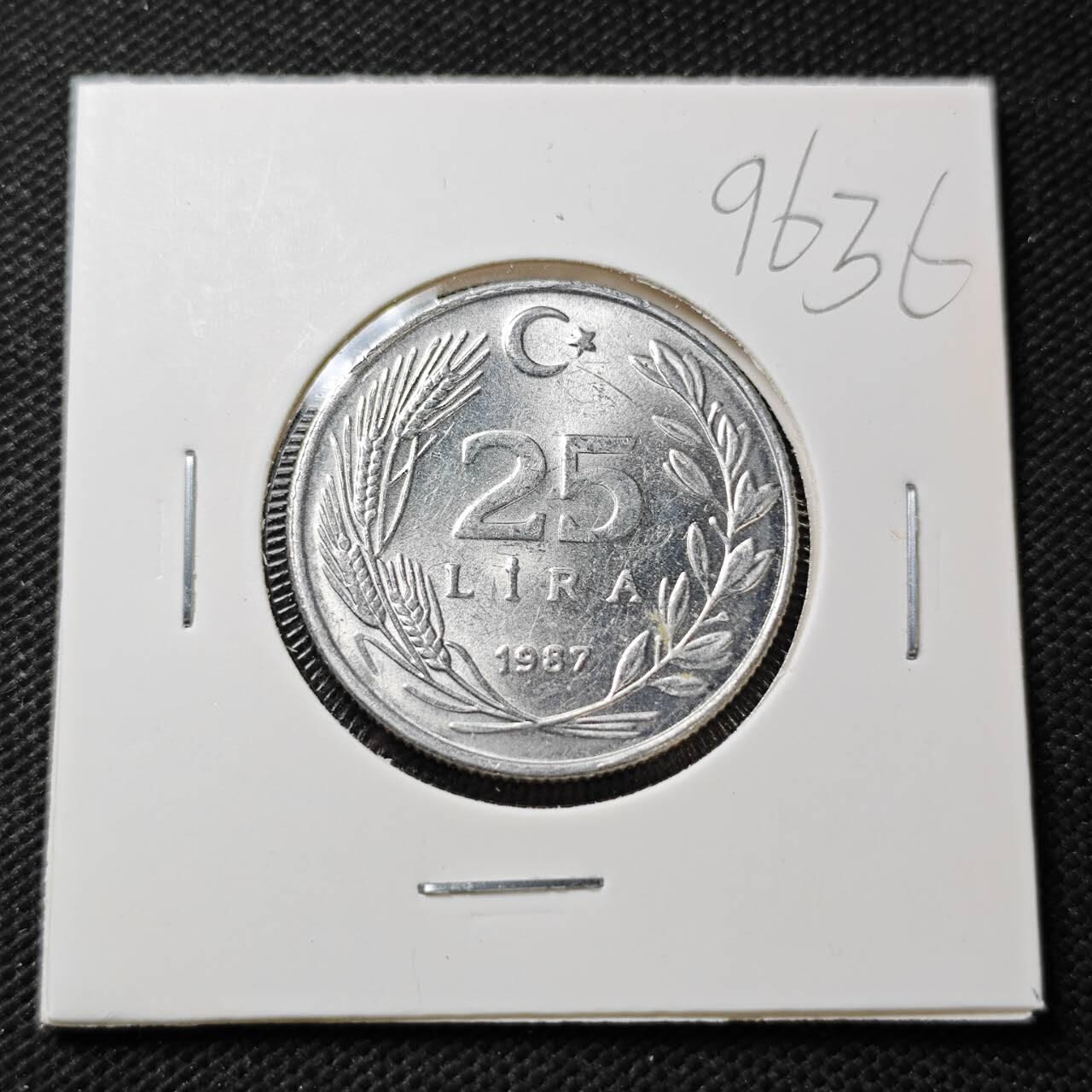 KK钱币收藏小铺  第396期  2月预留时间 周末发货  土耳其25里拉 好品