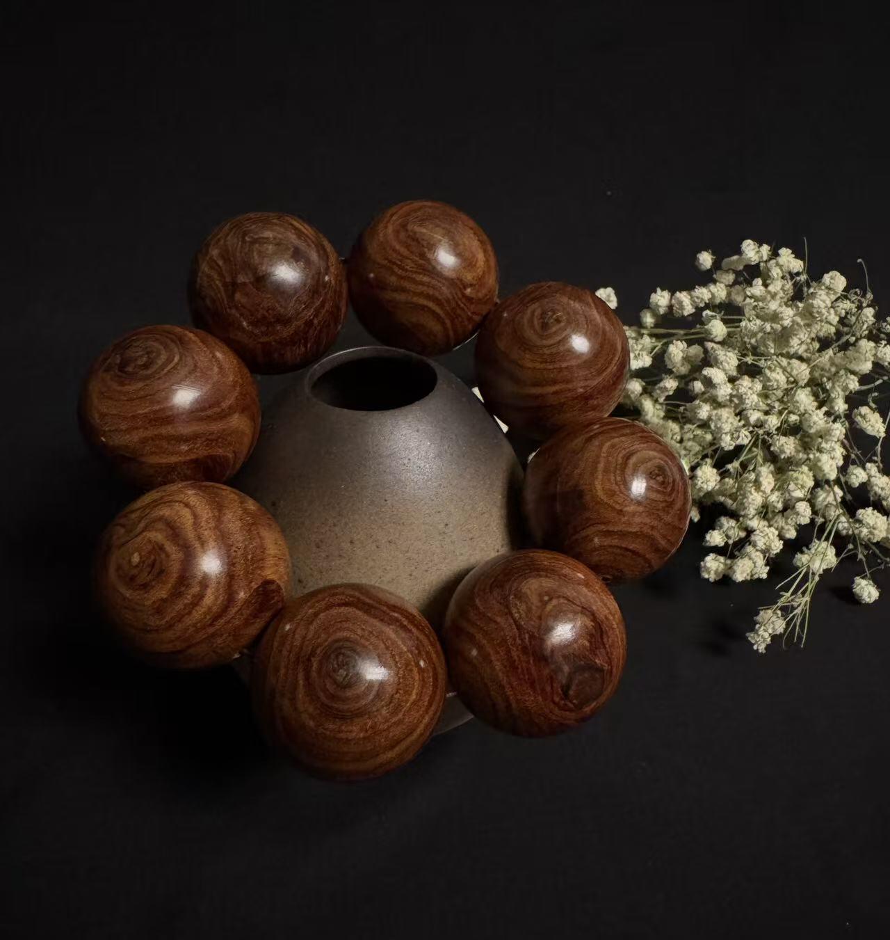 零元拍：海南黄花梨满花鬼眼荧光3.4豪华大手持，手串