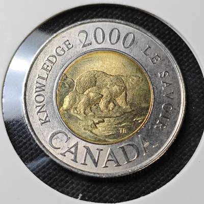 KK钱币收藏小铺  第396期  2月预留时间 周末发货 -  2000加拿大千禧年2元 好品