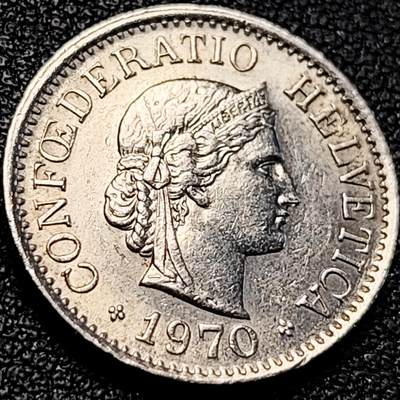 泉币菌-第200场- 新年快乐 新年第8场 本场拍品多 请提前出价（正月十五统一发货） - 高币值 百年延续 女神 瑞士1970年 10分銅镍硬币