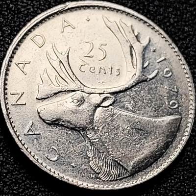 泉币菌-第200场- 新年快乐 新年第8场 本场拍品多 请提前出价（正月十五统一发货） - 高币值 加拿大1979年1/4加拿大元 伊丽莎白二世 驯鹿 24mm  