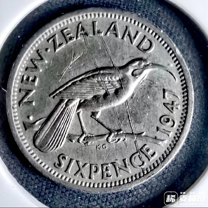 新西兰1947年六便士银质好品硬币