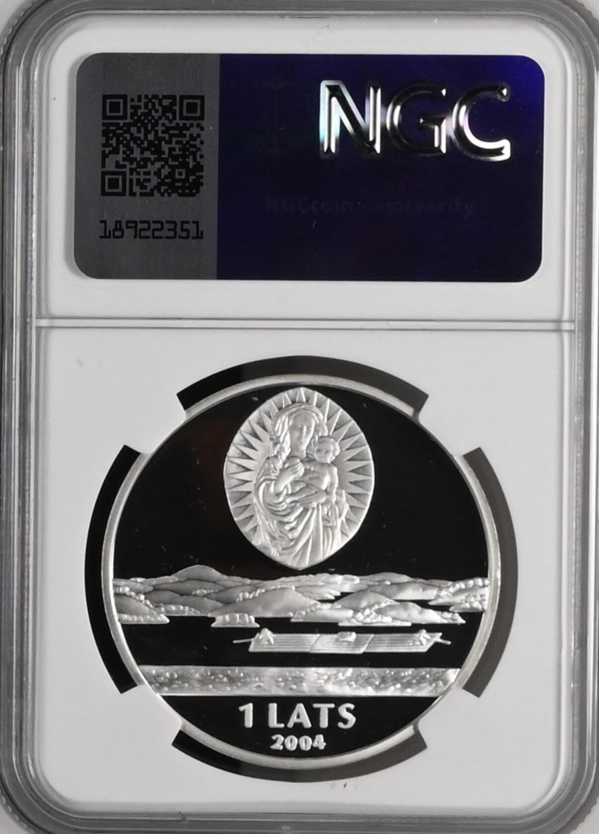 S&S Numismatic世界钱币-拍卖 第121期  拉脱维亚2004年 拉托加尔 1拉特精制纪念银币 31.47克925银  NGC PF69UC 