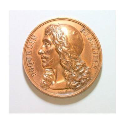 法国1816年 大文豪莫里哀高浮雕精制大铜章 光边 40MM - 法国1816年 大文豪莫里哀高浮雕精制大铜章 光边 40MM