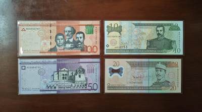 【礼羽收藏】🌏世界钱币拍卖126期 - (一组4张)【UNC】美洲 多米尼加 10.20.50.100比索