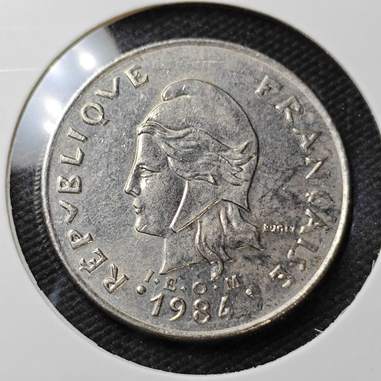 KK钱币收藏小铺  第396期  2月预留时间 周末发货  1984法属波利尼西亚20法郎