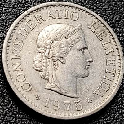 泉币菌-第200场- 新年快乐 新年第8场 本场拍品多 请提前出价（正月十五统一发货） - 高币值 百年延续 女神 瑞士1975年 10分銅镍硬币 