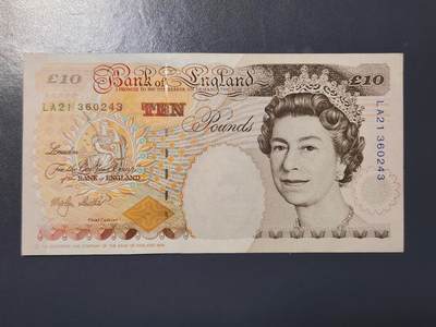 2月26号晚上8点 外国纸币自动截拍第31场 - 英国纸币 E序列10镑 1993年 数字版 狄更斯  Kentfield签名 近新