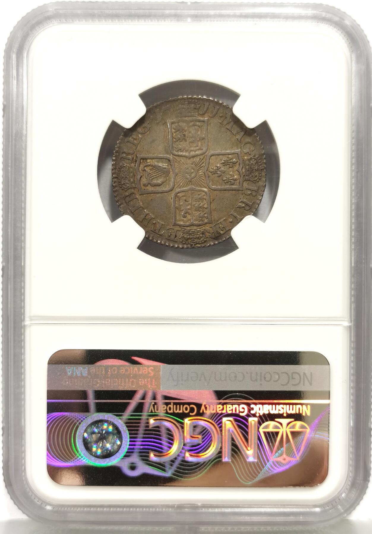 博洋堂世界钱币拍卖第162期（全场包邮） NGC AU50 英国1711年安妮女王1先令银币 不多见的品种