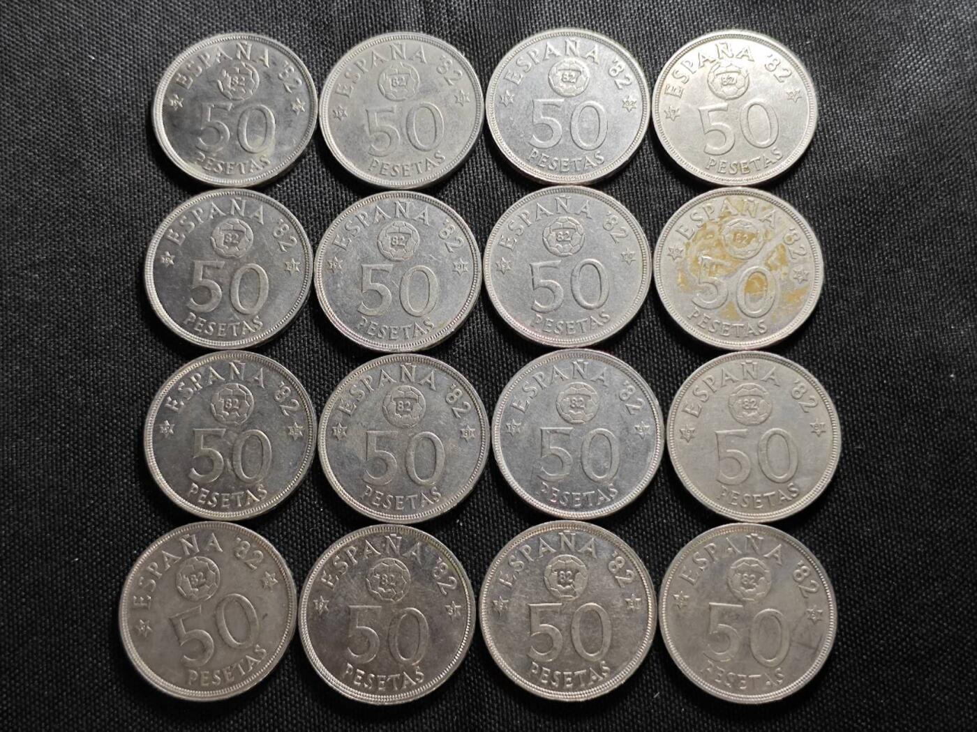 KK钱币收藏小铺   套币 批量/好品散币专场 2月预留时间 周末发货  西班牙50比塞塔纪念币 一组16枚