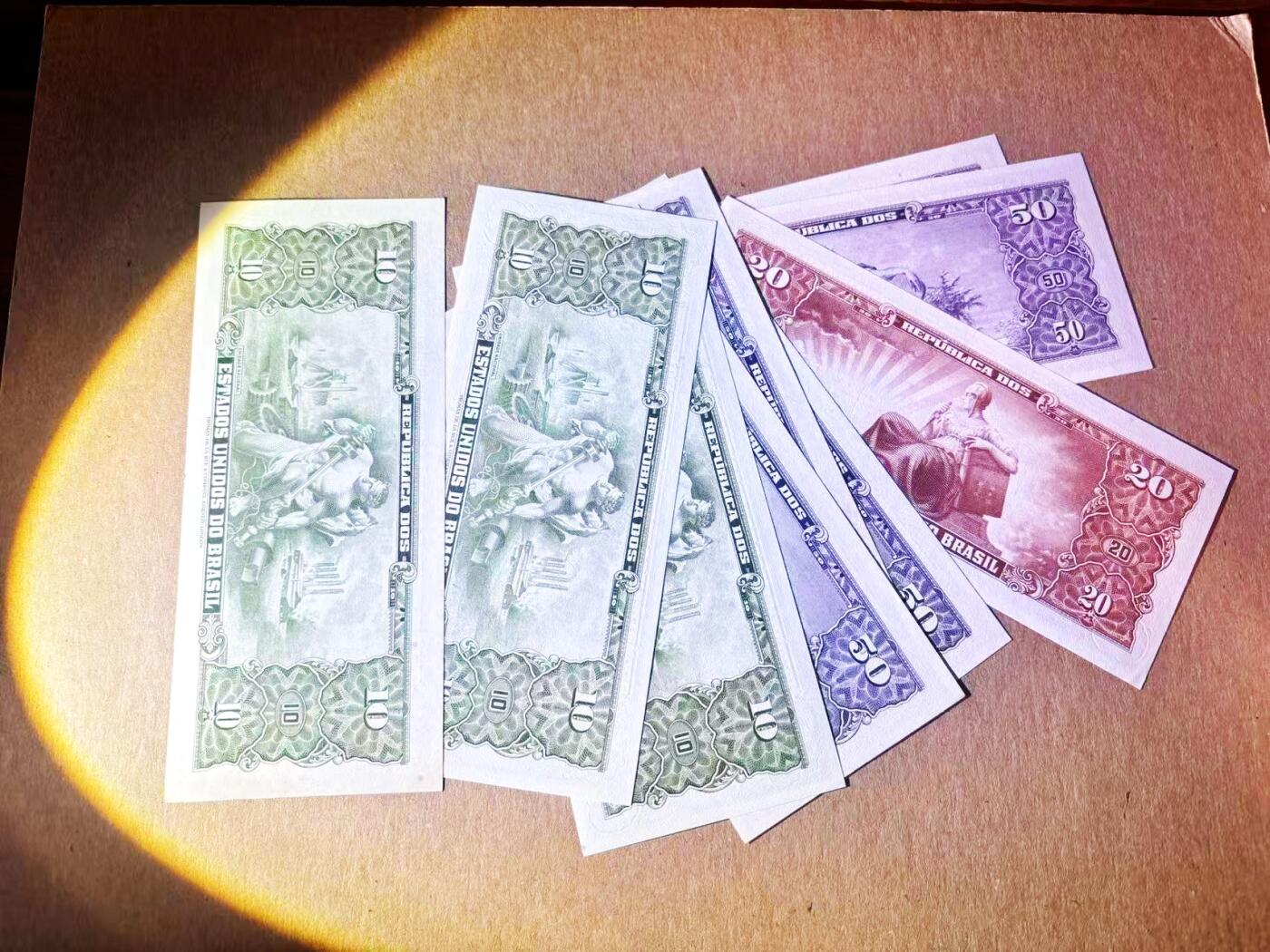 【Blue Auction】世界纸币精拍第788期——18级TOP拍卖/信誉/品质/专业/高效💫 【一组9张 含倒置号】巴西 10-50克鲁塞罗 ABNC出品 UNC/UNC-